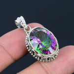 Looduslik Mystic Topaz v&auml;&auml;riskivi ripats, 925 sterlingh&otilde;be, mitmev&auml;rviline v&auml;&auml;riskivi, k&auml;sitsi valmistatud ripats ehted kingitus s&otilde;brap&auml;evaks mitmev&auml;rviline