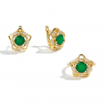 Imeilusate lilledega disainitud naturaalne roheline ahhaat s&otilde;rmuse k&otilde;rvar&otilde;ngaste komplekt Moeehted 925 h&otilde;bedast juubeli- ja s&uuml;nnip&auml;evakingitus US RING SIZE:6# roheline