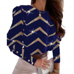 Suures suuruses suletavad pluustopid O-kaelusega pikkade tr&uuml;kitud varrukatega seljan&ouml;&ouml;bid, lahtised kontoris&auml;rgid vabaaja topid L sinine