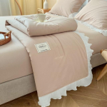 Suvine tahke &otilde;huke tekk, pestav roosa seelik, suvised voodikatted kaheinimesevoodile, mikrokiust kerge tekk 150x200cm roosa