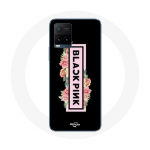 Coque pour Vivo Y21s 2021 / Y21 2021 Blackpink Groupe de K-pop Logo Fond Noir