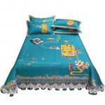 Tr&uuml;kitud suvine jahutav voodikate 250x270 cm Kattekid Tepitud lilledega Queen voodi kate volangid Double 2 padjap&uuml;&uuml;riga Pestavad 250x270cm-3pcs set