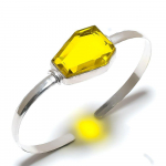 Natural Citrine Gemstone 925 Sterling Silver Cuff Bangle Adjustable o3p59