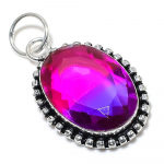 Natural Bi-Color Tourmaline Handmade 925 Sterling Silver Pendant 2.17 z7u92