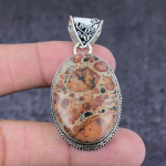Natural Leopard Skin Jasper Gemstone 925 Sterling Silver Gift Pendant 2.17 p8k68
