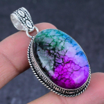 Natural Rainbow Solar Quartz Handmade 925 Sterling Silver Pendant 2.05 j8a15