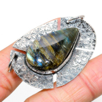 Natural Labradorite Gemstone Handmade 925 Sterling Silver Pendant 1.46 j5o88