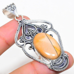 Natural Mookaite Gemstone Handmade 925 Sterling Silver Pendant 2.64 g3h45