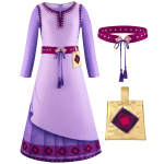 Film Wish Asha Cosplay Kost&uuml;&uuml;m Asha Printsess Lilla Pikk Kleit Komplekt Halloweeni Maskeraad J&otilde;ulud S&uuml;nnip&auml;evapidu T&uuml;drukutele XXL pink