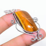 Natural Tiger Eye Gemstone Handmade 925 Sterling Silver Pendant 2.68 i3r02