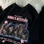 Puuvillane Cute Cat Graphic T-s&auml;rk Suvine Mood Lahti Naiste Vintage Isiksus V&auml;rske Kunst Kawaii Riided L&uuml;hikeste varrukatega Topid Harajuku Harajuku M must