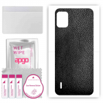 apgo Protective Skin Sticker for the back compatible with Nokia C12 Plus, Wrap Film, Foil, Vinyl - Pattern Black Leather
