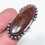 Natural Mud Crack Fossil Gemstone Handmade 925 Sterling Silver Ring Size 9 s1o48