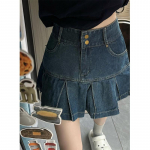 Must A Word plisseeritud seelik Denim l&uuml;hikesed riided Naiste suvi 2024 Suures suuruses k&otilde;rge v&ouml;&ouml;kohaga salendavad Gyaru mantliga poolpikad seelikud XL