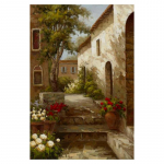 Abstraktne pastoraalmaja lilled ukse maastik &otilde;limaal HD-print l&otilde;uendil Aiaplakat seinakunsti pilt elutuppa 20x30cm