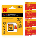 KODAK Micro SD kaardi punane m&auml;lukaart 64GB128GB 256GB MicroSDXC TF v&auml;lkm&auml;lukaardid telefonile U3 256GB