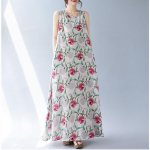 Varrukateta Plus size puuvillane vintage lilleline uus kleit naistele vaba vaba pikk suvekleit M