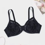 Naiste plusssuuruses t&auml;iskattega &uuml;li&otilde;huke, hingav rinnahoidja &uuml;hekihilise karvaga Seksikas pitsliistud alustraadiga prantsuse romantika 95D must