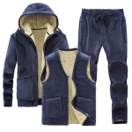 Meeste kapuutsiga spordidress, kolmeosaline pikkade varrukatega pullover, pusa + dressip&uuml;ksid + vesti komplekt XXXL hall v&auml;rv