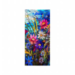 P&auml;evalille elektrostaatilisest klaasist kleebis V&auml;rvilised lilled ja linnud