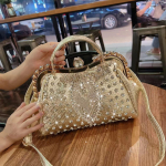 Luksuslikud moe teemandid Naiste k&auml;ekotid Nahast disainiga klipp Rhinestone kott Kaasaskantavad &otilde;lakottid