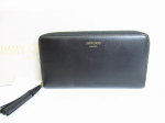 Autentne Jimmy Choo Must Nahast &Uuml;mmargune Lukuga Rahakott ATHINI #8299 Renoveeritud