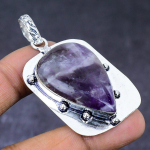 Chevron Amethyst Gemstone 925 Steling Silver Jewelry Pendant 2.29 h1y87
