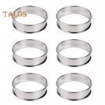 6 tk roostevabast terasest inglise muffinir&otilde;ngad mittenakkuva kattega koogivorm k&uuml;psetamiseks topeltrullitud servaga disainiga toidukvaliteediga 8 cm 10 cm k&uuml;psetusr&otilde;ngad S h&otilde;be