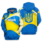 Ukraina T-s&auml;rk Ukraina lipp m&auml;rk Sinine kollane kapuuts Ukraina t&otilde;mblukuga kapuuts Meeste riided 3XL