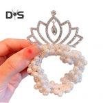 Laste elastne juukselips Faux Pearl Crown Decor Juuksurn&ouml;&ouml;r Mittekahjustav Juukser&otilde;ngas Printsessi T&uuml;drukute Juukseaksessuaarid Beebi peakatted C