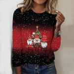 Topid naistele Snowflake Christmas Print &Uuml;markaelusega pikkade varrukatega T-s&auml;rk S&uuml;gisel vabaaja &otilde;huke pullover naiste pikkade varrukatega top XS roosa
