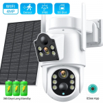 4MP juhtmevaba p&auml;ikesekaamera kahe objektiiviga WiFi PTZ kaamera v&auml;listingimustesse sisseehitatud akuga videosalvestuskaamera pika ooteajaga iCsee 2MP Camera