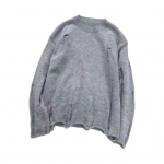 Meeste s&uuml;gistalvine kampsun, rebitud auguga &uuml;hev&auml;rviline &uuml;mmargune kaelus, kootud retro jaapani stiilis keskmise pikkusega avara pikkade varrukatega pehme soe pullover Meeste kampsun XXL helehall v&auml;rv