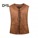 Punk vest gooti renessanss-stiilis pitsiline retro vest V-kaelusega varrukateta &uuml;hev&auml;rviline Halloweeni rollim&auml;ngu vest S helepruun v&auml;rv