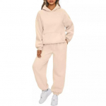 2 tk/komplekt naiste sportlike p&uuml;kste komplekt kapuutsiga pikkade varrukatega puhast v&auml;rvi kapuuts L