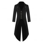 Meeste gooti frakk rev&auml;&auml;riga pikkade varrukatega &uuml;herealine retrostiilis keskaegne frakk M must