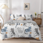 Cartoon Cat tekikott Cartoon Animal Print voodipesu komplekt koos padjap&uuml;&uuml;riga 2/3 tk voodikatte komplekt magamistoa sisekujunduseks 135x200cm 2pcs