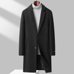 Uued S&uuml;gis- ja Talvised Villased Mantlid Meestele, Kitsa L&otilde;ikega Keskmise Pikkusega Villased Tuulejoped, Paksenenud Villased Mantlid Meestele, Meeste Mantlid 4XL black