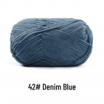 4-haruline kammitud puuvillane l&otilde;ng k&auml;sitsi kootud nukkudele, 40g piimapuuvillane isetehtud nukumaterjalide komplekt denim sinine v&auml;rv