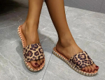 Moodsad Naiste Sandaalid 2024 Suvi Uued Naiste Kingad V&auml;lisjalan&otilde;ud Kanepist K&ouml;is Leopardi Muster Lamedad Sussid Naistele Suurused 43 Zapatillas Muje 36 hele leopardi v&auml;rv