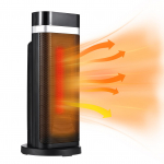 1500 W kaasaskantav ruumisoojendi kaugjuhtimispuldiga 90 kraadise v&otilde;nkumise keraamiline k&uuml;ttekeha koos LED-ekraaniga 4 US Plug must