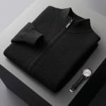S&uuml;gis Talv Meeste T&otilde;mblukuga Kampsun Mock kaelusega Paks Ka&scaron;miirist Kampsun Merinootist Kootud Riided Smart Casual Kampsunkate XS must