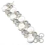 Natural Shiva Shell Gemstone Handmade 925 Sterling Silver Bracelet7-8 q2v62