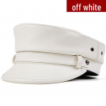 Unisex Ehtsast Nahast Kapteni M&uuml;ts: Harley Retro Punk Mootorratta Saksa Barett. 2XL (59-60cm) mustjasvalge