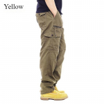 Cotton Cargo P&uuml;ksid Meeste vabaaja p&uuml;ksid Elastne v&ouml;&ouml;koht Plus Size P&uuml;ksid Mitme taskuga p&uuml;ksid Mood Ehitusp&uuml;ksid 5XL kollane