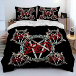 Slayer Heavy Metal Band Music tekkvoodipesukomplekt, tekikott, padjap&uuml;&uuml;r, kuningasuuruses voodipesukomplekt kingituseks AU Single 140x210cm