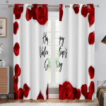 2-paneeline roosililledega tr&uuml;kitud kardin magamistoa, elutoa, p&otilde;randast laeni ulatuvate akende, k&ouml;&ouml;gi ruloode, cortinas Grommet Top Drapesi jaoks (W50H130cm)-2pcs&Rod Pocket