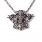 Raske roostevabast terasest Thori haamerkaelakee &ndash; Viking Dragon Mjolniri ripatsiga skandinaavia ehted puidust karbiga kingitused meestele Single Pendant