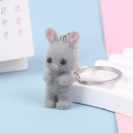 3D multikas flokeeriv j&auml;nes v&otilde;tmehoidja armas flokeeritud j&auml;nku loom v&otilde;tmehoidja kott ripats seljakott Amuletid autokaunistus isetegemise aksessuaarid kingitus White Keychain Style