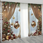 2 tk Luksuslikud J&otilde;ulukaunistused Kardinad Pidulik Digitaaltr&uuml;kk, Masinpestav, P&uuml;hadekoratsioon Elutuba Magamistuba W50X130H(cm)x2Pcs&Hook